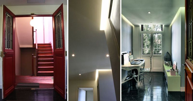 Rénovation d'un appartement ancien modernisé par parquet noir, décloisonnement avec cuisine ouverte, bar en béton - Julie Béringué Architecte d'intérieur à Toulouse